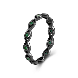 (image for) PANDORA Style Black Gold Plated Devil's Eye Ring - BSR212-D