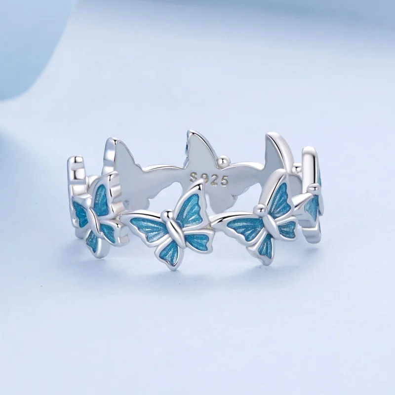 (image for) PANDORA Style Blue Butterfly Ring - BSR508 - View 3
