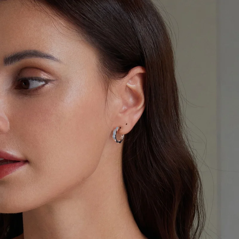 (image for) PANDORA Style Blue Flower Shaped Earrings - BSE955 - View 6