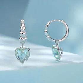 PANDORA Style Blue Green Ice Zirconia Heart Shape Earrings - SCE1706 PANDORA Style Blue Green Ice Zirconia Heart Shape Earrings - SCE1706