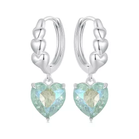 PANDORA Style Blue Green Ice Zirconia Heart Shape Earrings - SCE1706 PANDORA Style Blue Green Ice Zirconia Heart Shape Earrings - SCE1706