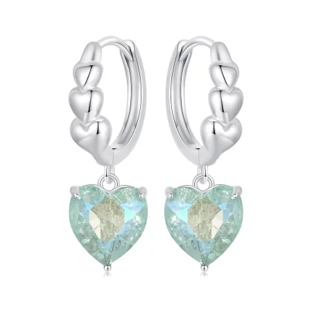 PANDORA Style Blue Green Ice Zirconia Heart Shape Earrings - SCE1706