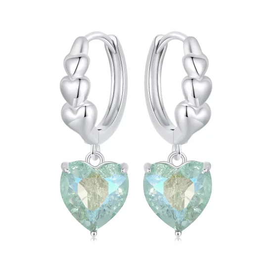 PANDORA Style Blue Green Ice Zirconia Heart Shape Earrings - SCE1706