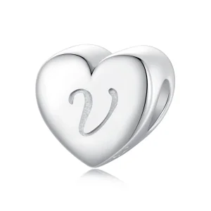 PANDORA Style Heart Letter V Charm - SCP065Charm -V (image for) PANDORA Style Heart Letter V Charm - SCP065Charm -V