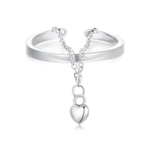 (image for) PANDORA Style Heart Shape Chain Double Layer Open Ring - SCR1004-E