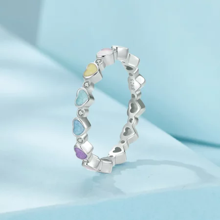 PANDORA Style Heart Shaped Colorful Dopamine Ring - SCR995