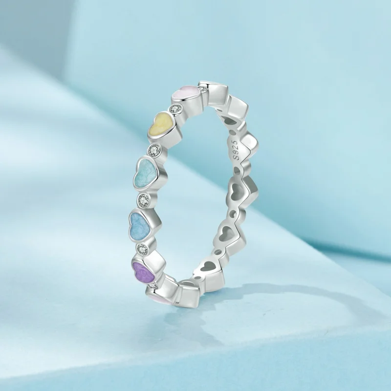 (image for) PANDORA Style Heart Shaped Colorful Dopamine Ring - SCR995 - View 2