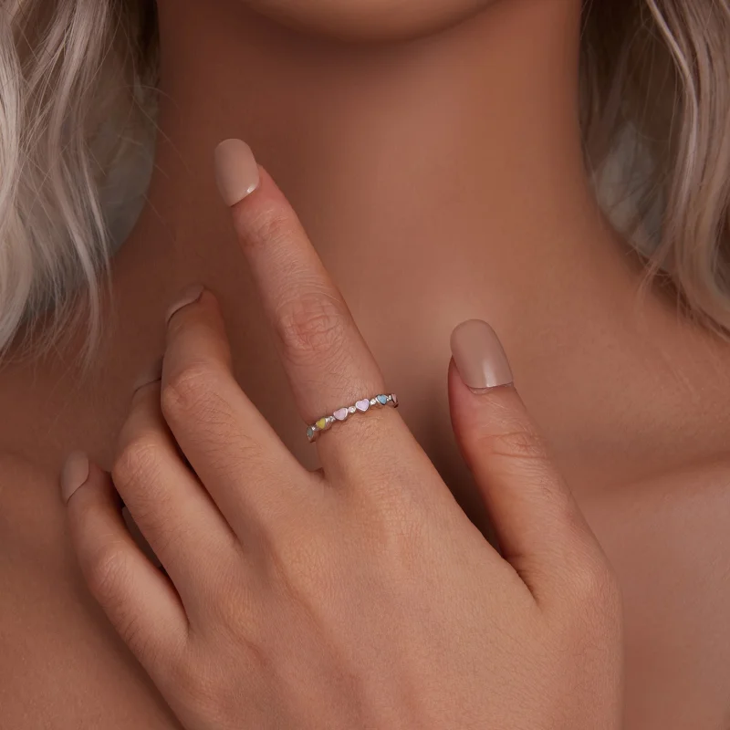 (image for) PANDORA Style Heart Shaped Colorful Dopamine Ring - SCR995 - View 5