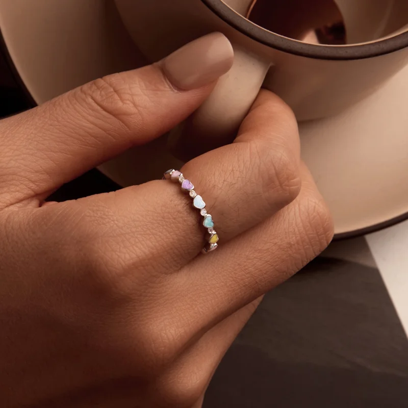 (image for) PANDORA Style Heart Shaped Colorful Dopamine Ring - SCR995 - View 7