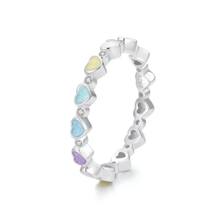 PANDORA Style Heart Shaped Colorful Dopamine Ring - SCR995 PANDORA Style Heart Shaped Colorful Dopamine Ring - SCR995