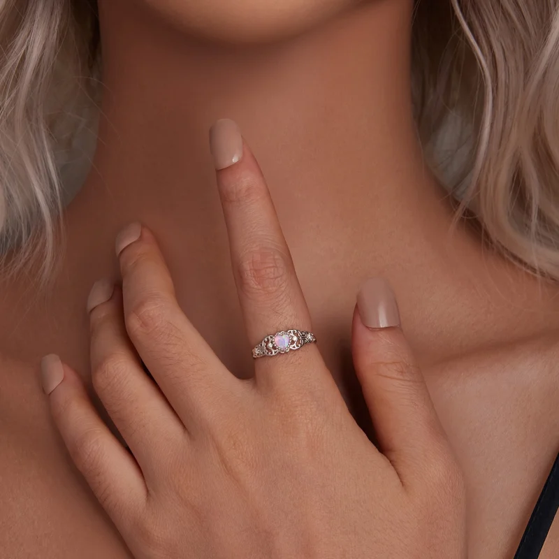 (image for) PANDORA Style Pink Opal Ring - BSR512 - View 5