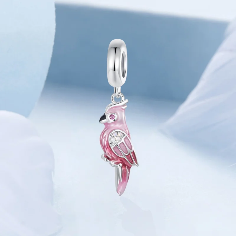 (image for) PANDORA Style Pink Parrot Dangle - BSC971 - View 2