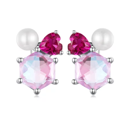 PANDORA Style Pink Sparkling Pearl Earrings - SCE1697