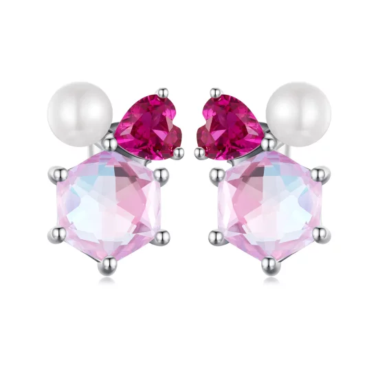 PANDORA Style Pink Sparkling Pearl Earrings - SCE1697