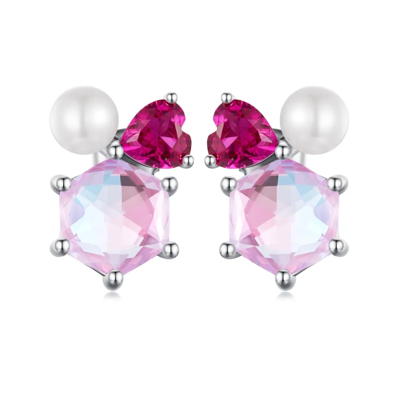 (image for) PANDORA Style Pink Sparkling Pearl Earrings - SCE1697 - Product Image