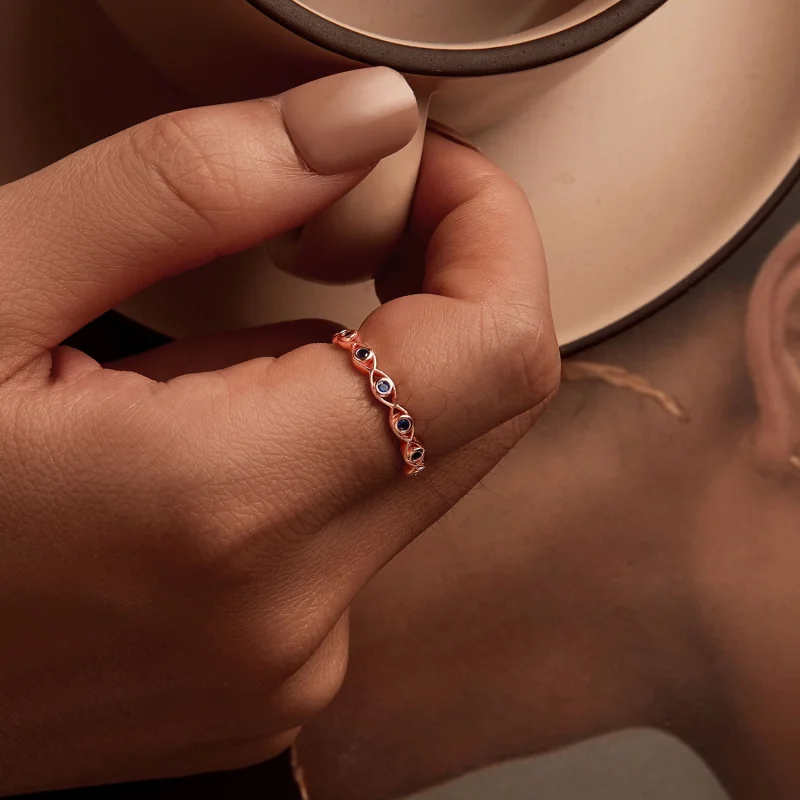 (image for) PANDORA Style Rose Gold Devil's Eye Ring - BSR212-C - View 5