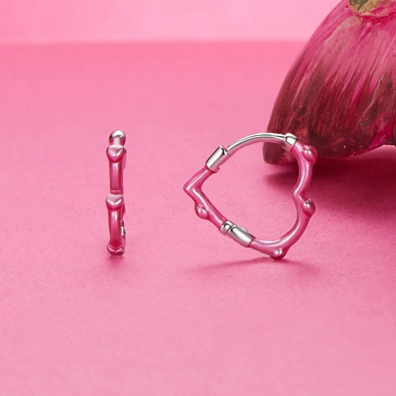 (image for) PANDORA Style Rose Heart-Shaped Earrings - SCE1698 - View 2