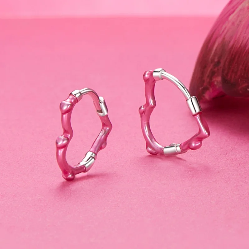 (image for) PANDORA Style Rose Heart-Shaped Earrings - SCE1698 - View 3