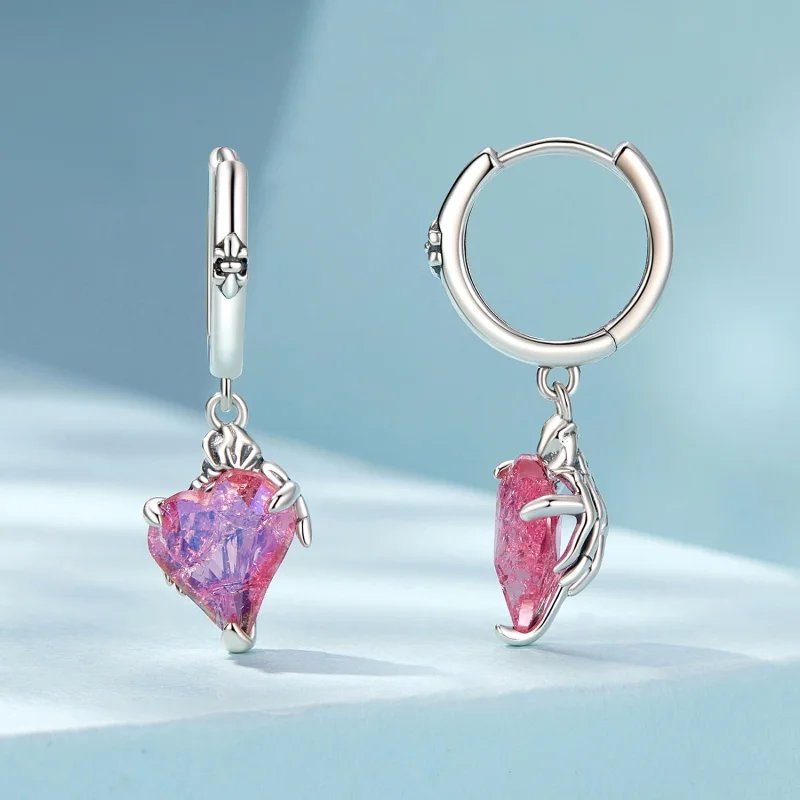 (image for) PANDORA Style Skeleton Hand Heart Shaped Earrings - SCE1705 - View 2