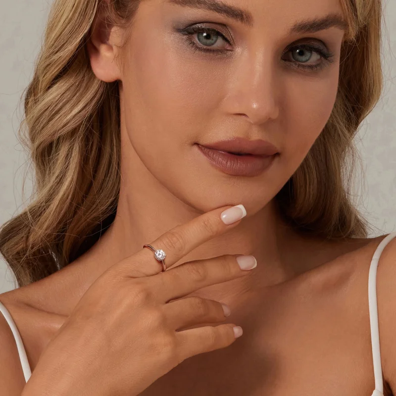 (image for) PANDORA Style Sparkling 1Ct Moissanite Ring (One Certificate) - MSR044 - View 4