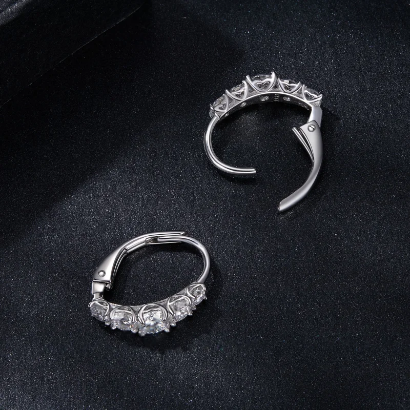 (image for) PANDORA Style Sparkling Moissanite Earrings (Two Certificates) - MSE045 - View 4