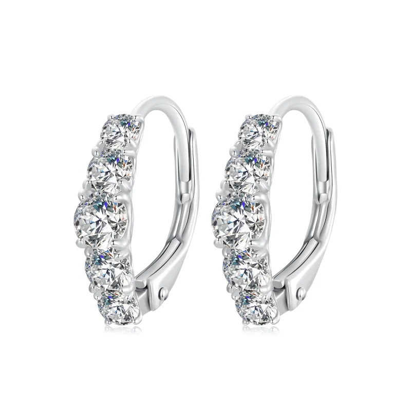 (image for) PANDORA Style Sparkling Moissanite Earrings (Two Certificates) - MSE045 - Product Image