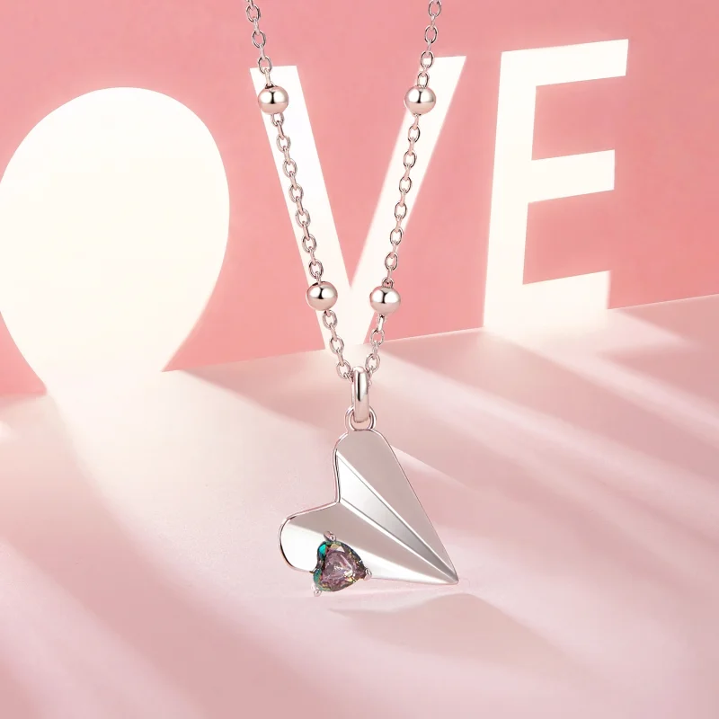 (image for) PANDORA Style Airplane Black Color Necklace - SCN516 - View 2