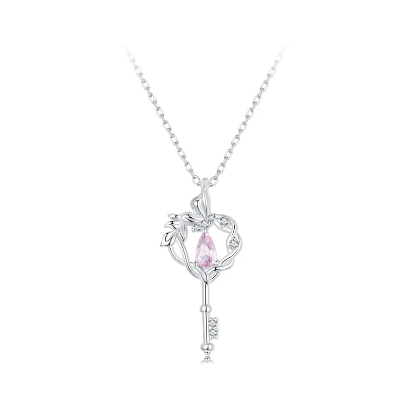 (image for) PANDORA Style Butterfly Vine Heart Key Necklace - SCN518 - Product Image