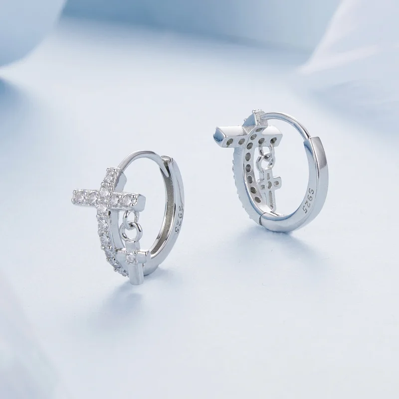 (image for) PANDORA Style Cross Earrings - BSE1002 - View 3