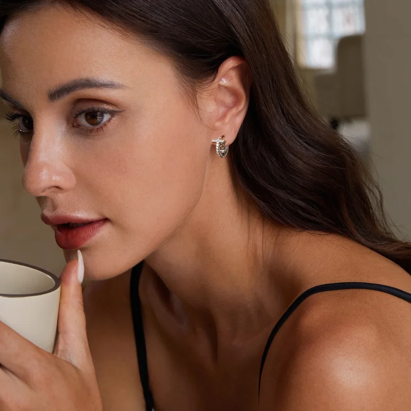 (image for) PANDORA Style Cross Earrings - BSE1002 - View 7