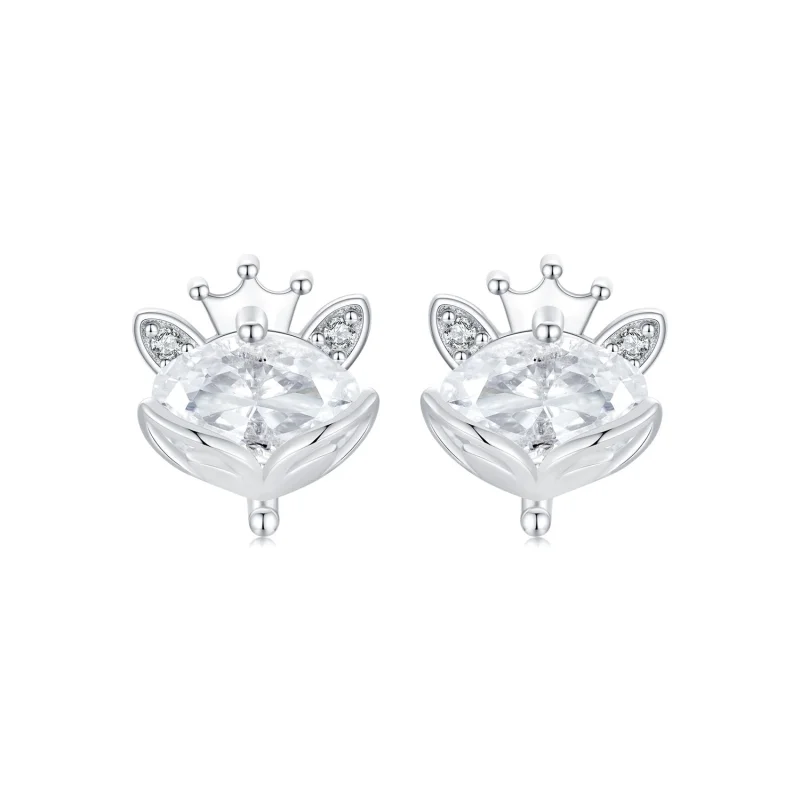 (image for) PANDORA Style Crown Fox Princess Earrings - SCE1708 - Product Image