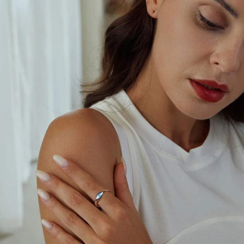 (image for) PANDORA Style Devil's Eye Signet Open Ring - BSR523-E - View 5