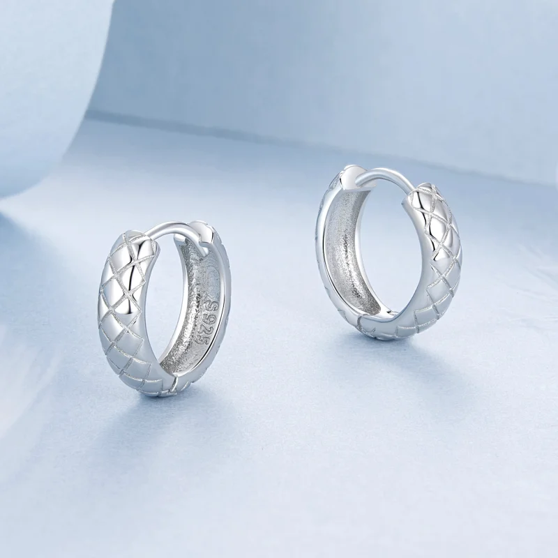 (image for) PANDORA Style Diamond Pattern Earrings - BSE983 - View 3