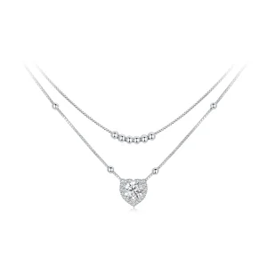 (image for) PANDORA Style Double Moissanite Necklace (One Certificate) - MSN033