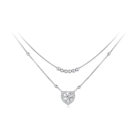 PANDORA Style Double Moissanite Necklace (One Certificate) - MSN033