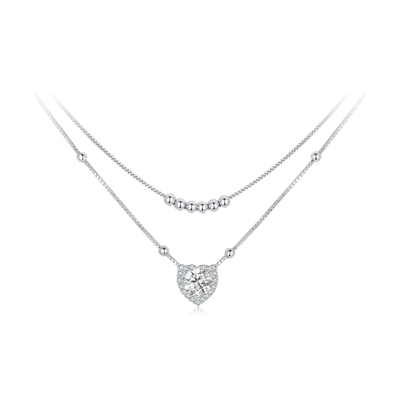 (image for) PANDORA Style Double Moissanite Necklace (One Certificate) - MSN033 - Product Image
