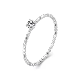 PANDORA Style Exquisite Bead Hoop Moissanite Stacking Ring (One Certificate) - MSR046 PANDORA Style Exquisite Bead Hoop Moissanite Stacking Ring (One Certificate) - MSR046