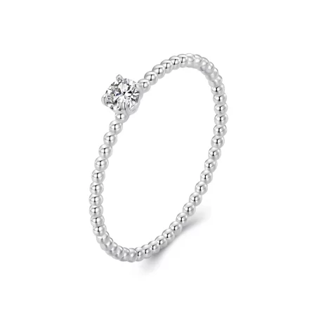 PANDORA Style Exquisite Bead Hoop Moissanite Stacking Ring (One Certificate) - MSR046