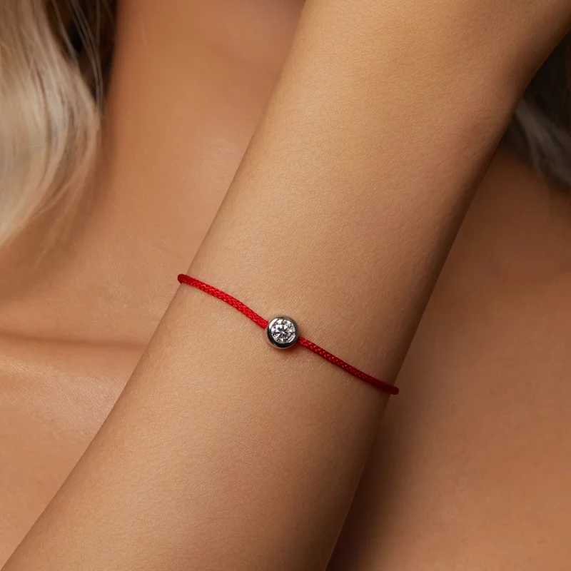 (image for) PANDORA Style Exquisite Moissanite Red Rope Bracelet (One Certificate) - MSB014 - View 4