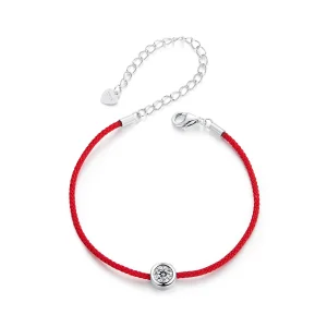 (image for) PANDORA Style Exquisite Moissanite Red Rope Bracelet (One Certificate) - MSB014