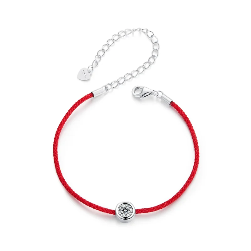 (image for) PANDORA Style Exquisite Moissanite Red Rope Bracelet (One Certificate) - MSB014 - Product Image