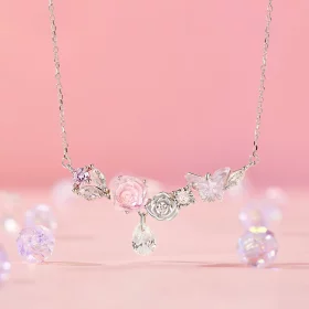 PANDORA Style Fantasy Butterfly Flower Necklace - SCN521 PANDORA Style Fantasy Butterfly Flower Necklace - SCN521