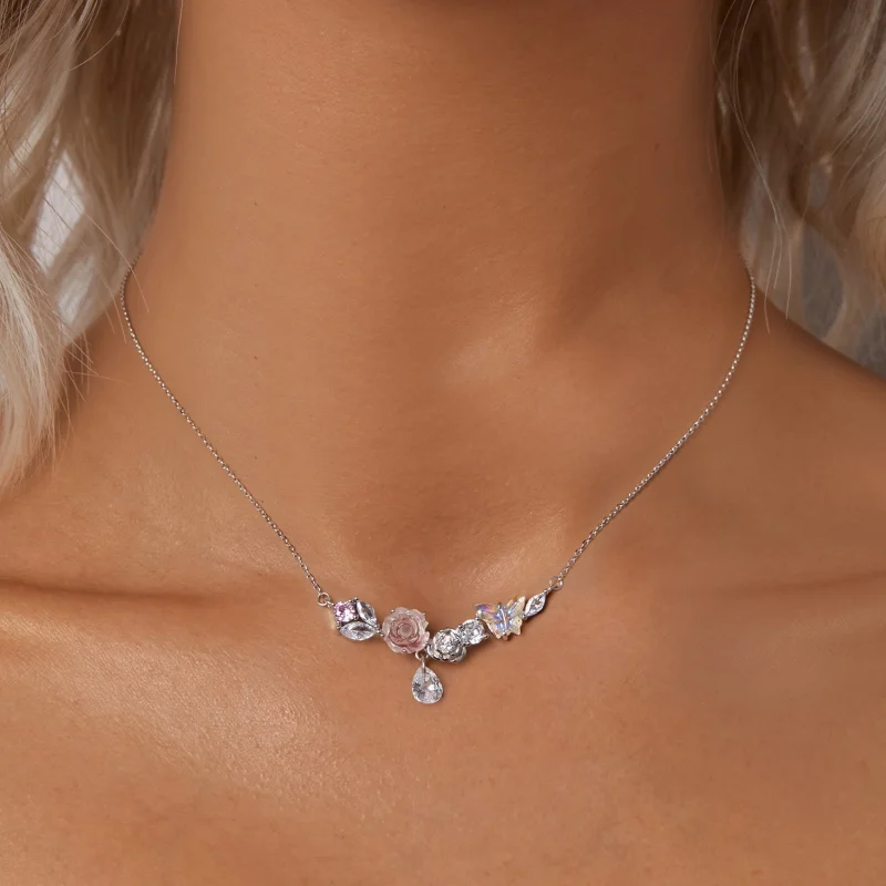 (image for) PANDORA Style Fantasy Butterfly Flower Necklace - SCN521 - View 5