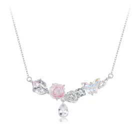 PANDORA Style Fantasy Butterfly Flower Necklace - SCN521 PANDORA Style Fantasy Butterfly Flower Necklace - SCN521