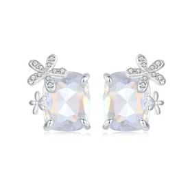 PANDORA Style Fantasy Flower Main Stone Earrings - SCE1724 PANDORA Style Fantasy Flower Main Stone Earrings - SCE1724