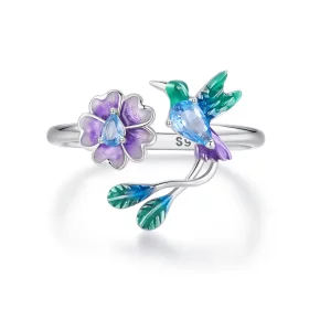 PANDORA Style Flower And Bird Open Ring - BSR536-E PANDORA Style Flower And Bird Open Ring - BSR536-E