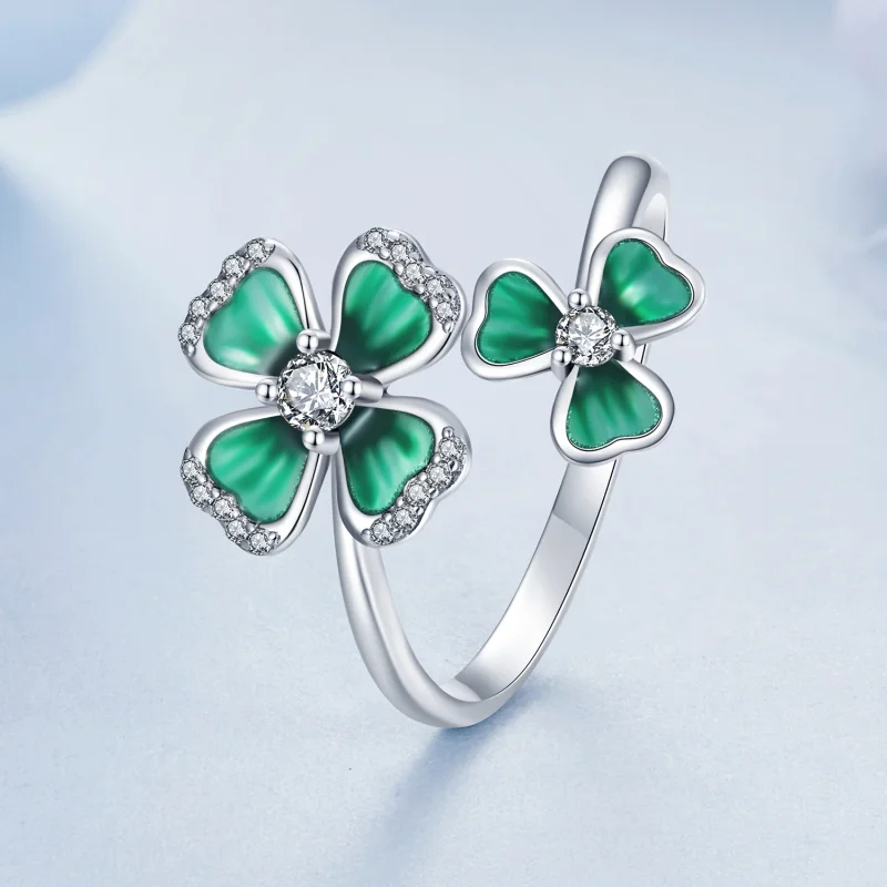 (image for) PANDORA Style Four Leaf Clover Open Ring - BSR528-E - View 2