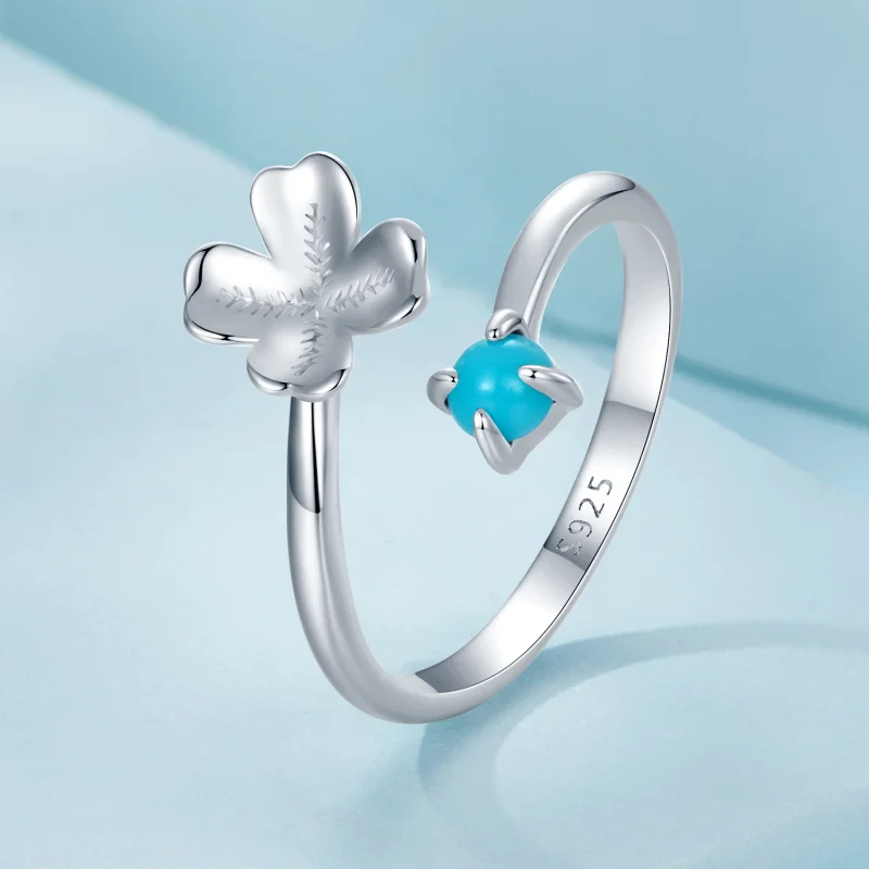(image for) PANDORA Style Four Leaf Clover Open Ring - SCR1023-E - View 2