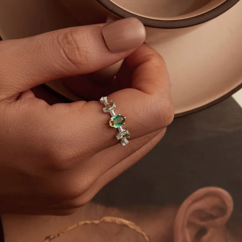 (image for) PANDORA Style Gradient Glass Tourmaline Ring - BSR527 - View 7