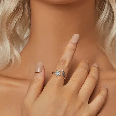 PANDORA Style Green Flower Open Ring - BSR533-E